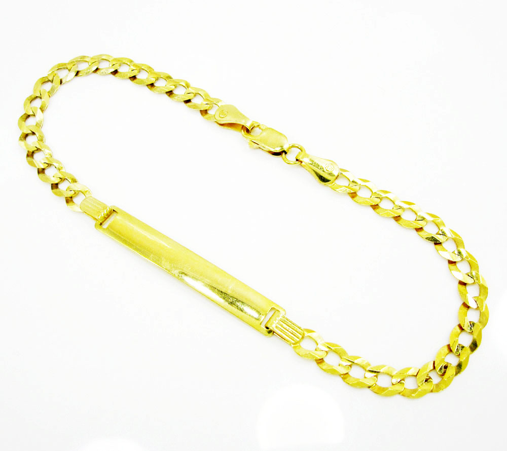 10k yellow gold cuban id bracelet 8 inch 4.5mm 