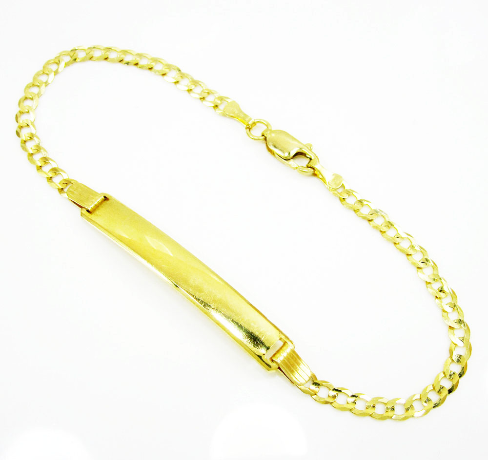 10k yellow gold cuban id bracelet 8 inch 3mm 