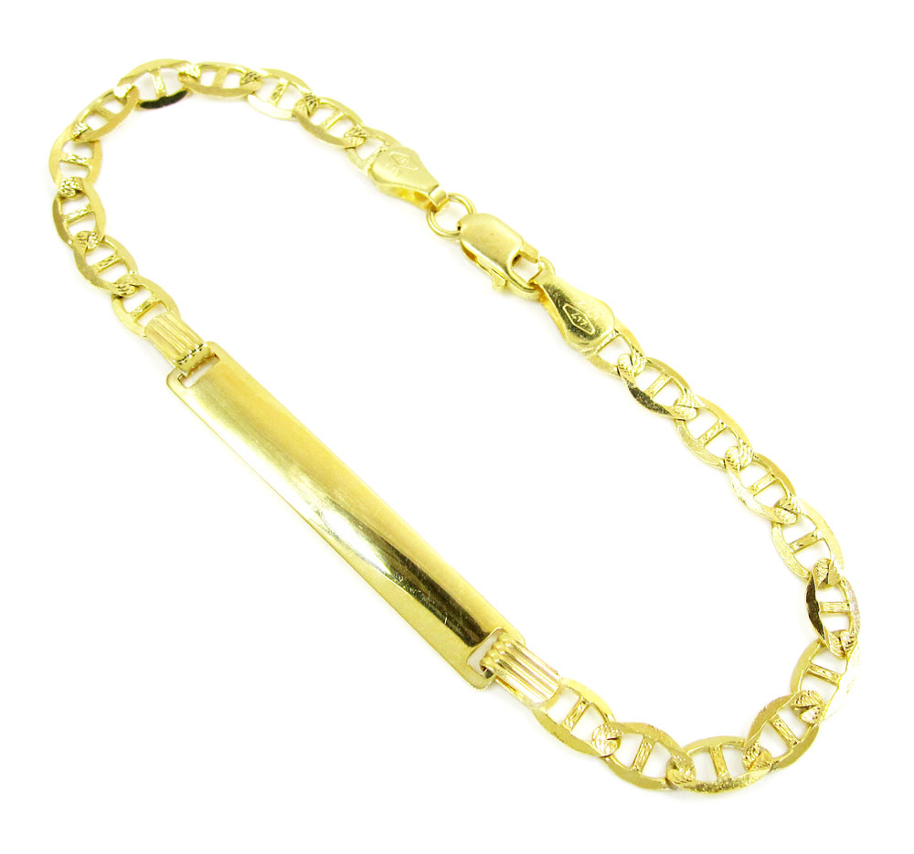 10k yellow gold diamond cut mariner id bracelet 7.25 inch 4.2mm 