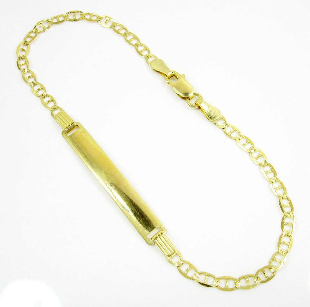 10k yellow gold diamond cut mariner id bracelet 8 inch 3.2mm 