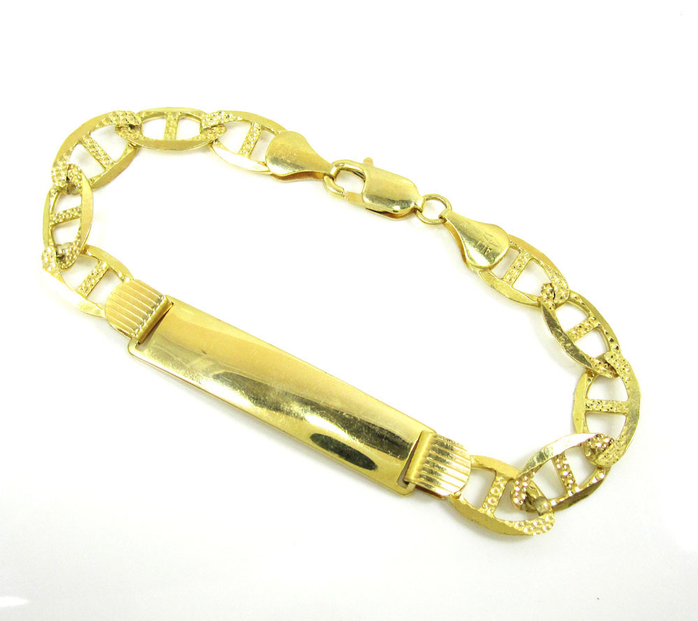 10K Yellow Gold Custom Name/ID Bracelet with Diamond Letters