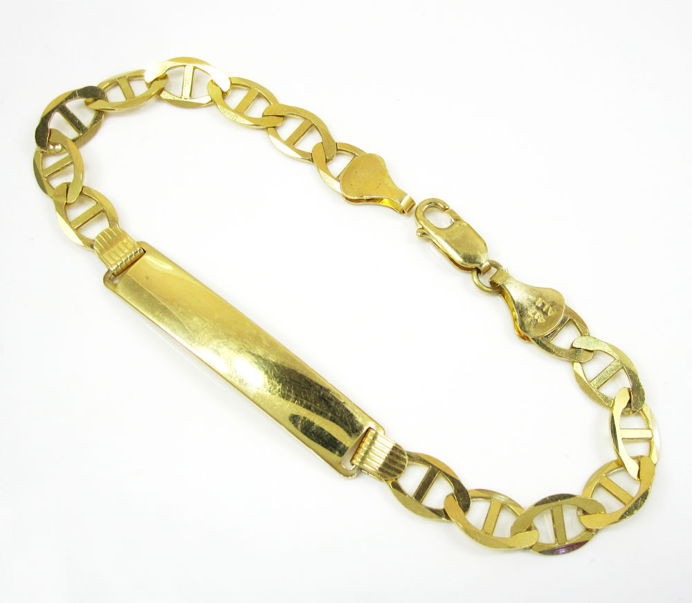 10k yellow gold mariner id bracelet 8.5 inch 7.5mm 