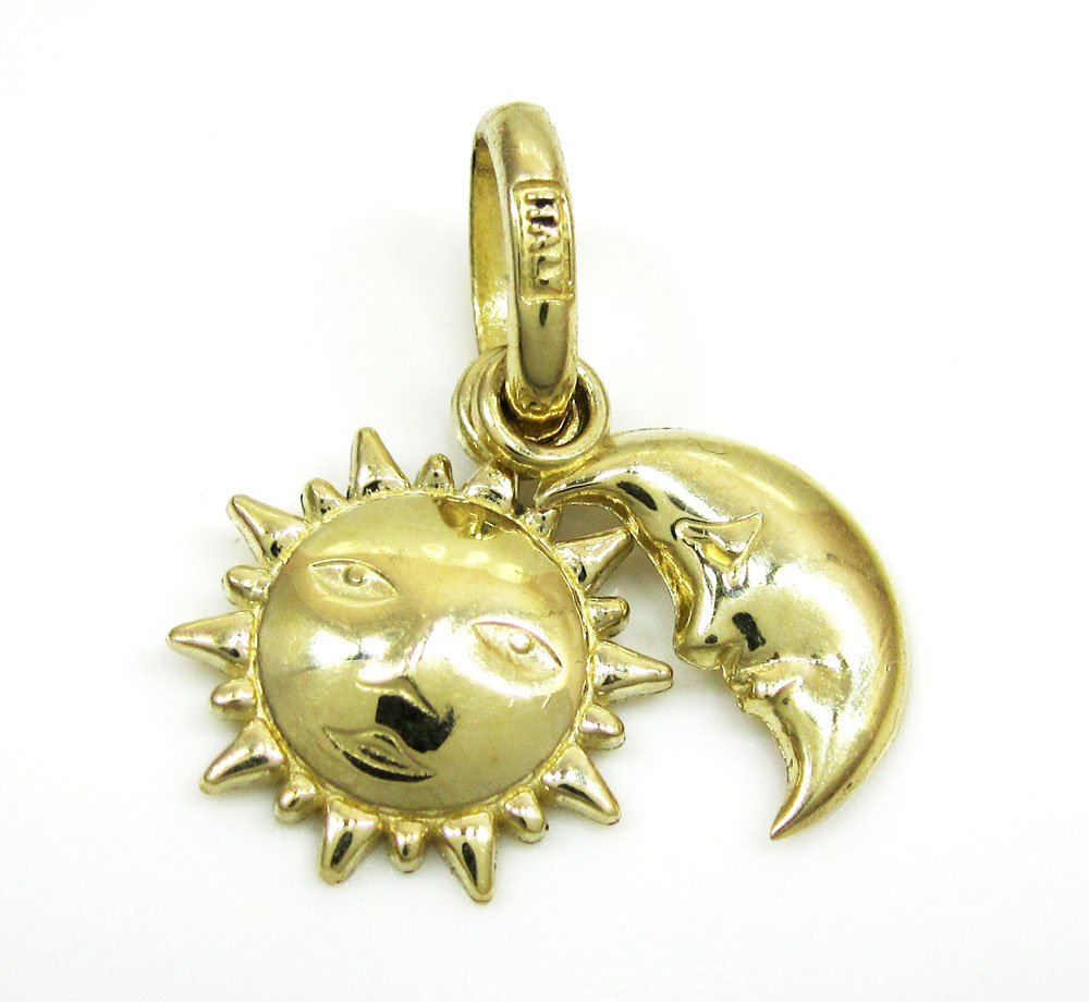 10k yellow gold sun & moon pendant 