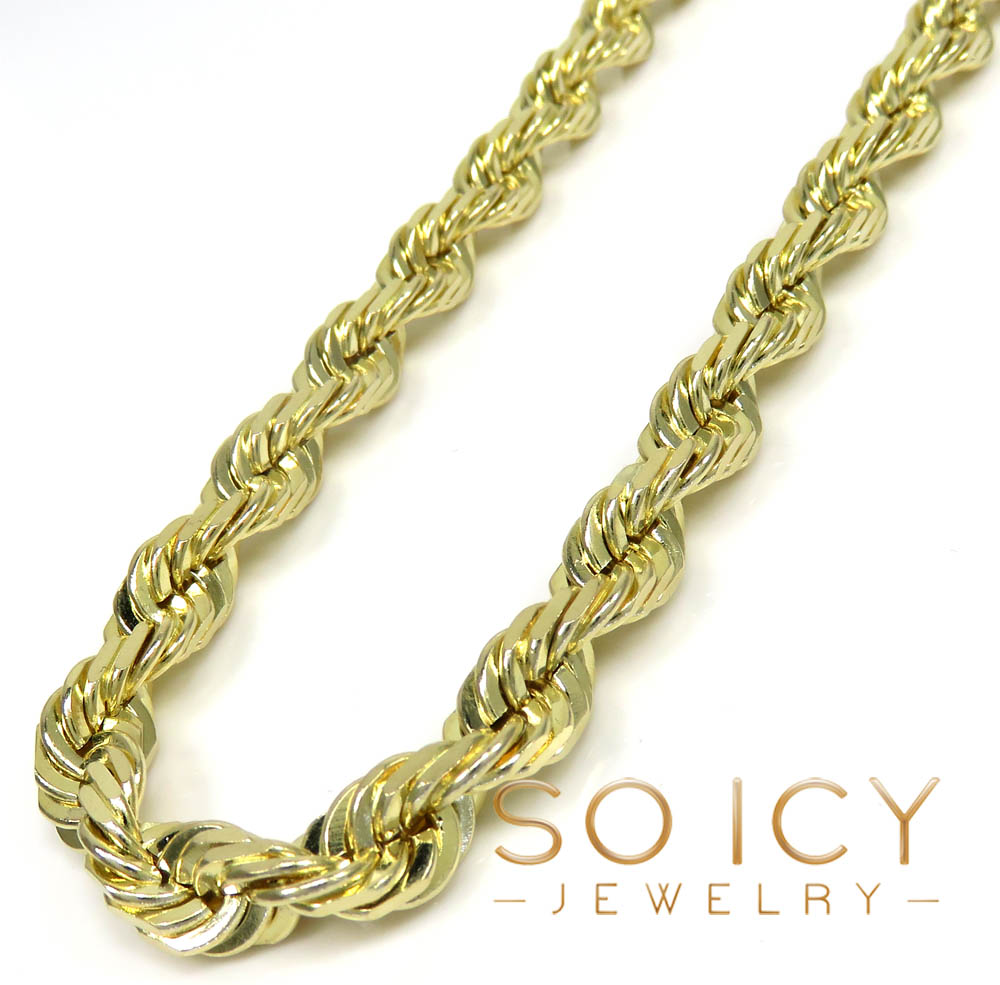 Buy 10k Yellow Gold Thick Solid Rope Chain 18-28 Inch 6.5mm Online at ...