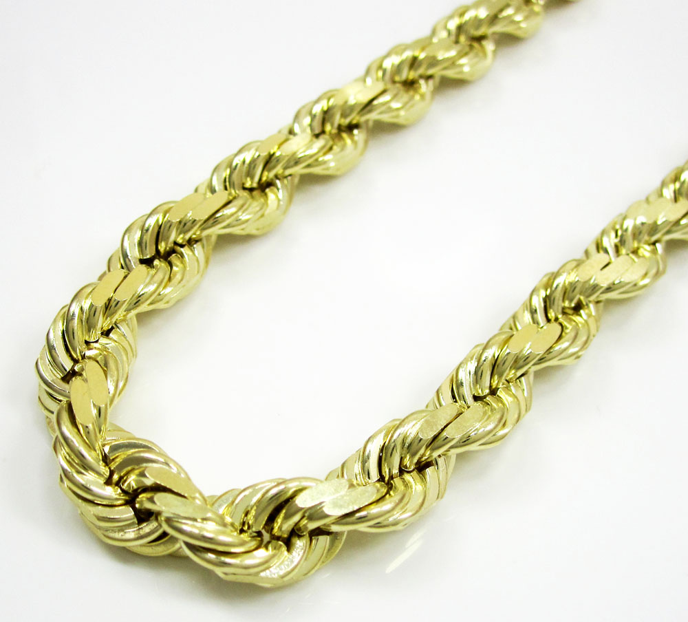 10k yellow gold thick solid rope chain 20-30 inch 8mm