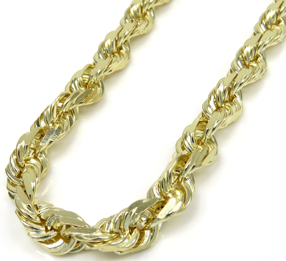 10k yellow gold solid rope chain 20-26 inch 6mm