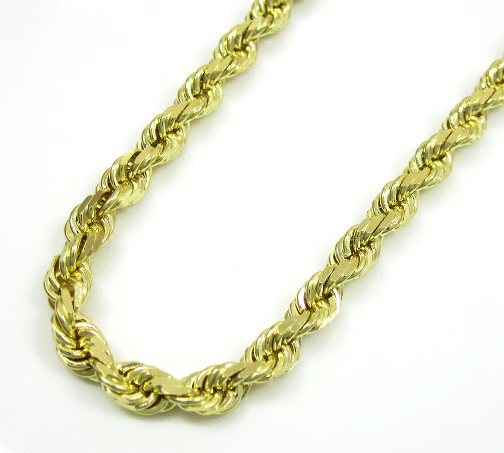 10k yellow gold solid rope chain 18-30 inch 4mm