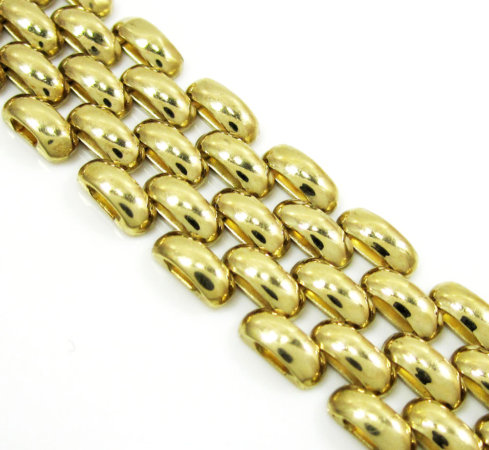 14k yellow gold fancy bracelet 7.25 inch 12mm 