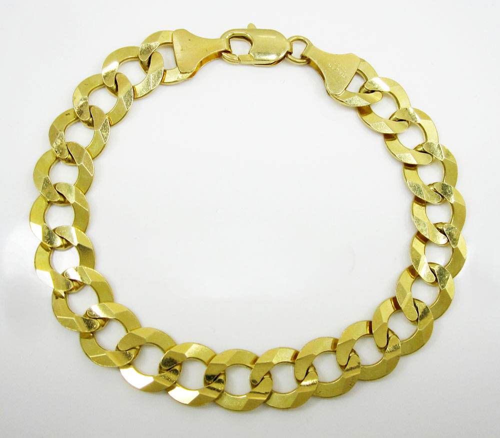 14k yellow gold thick cuban bracelet 8.75 inch 11.5mm 