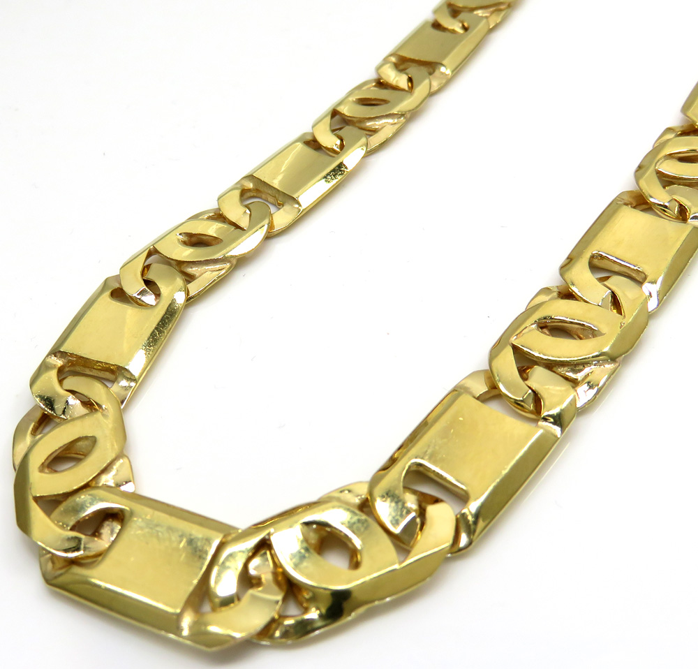 14k yellow gold thick tiger eye link chain 24  inch 12mm