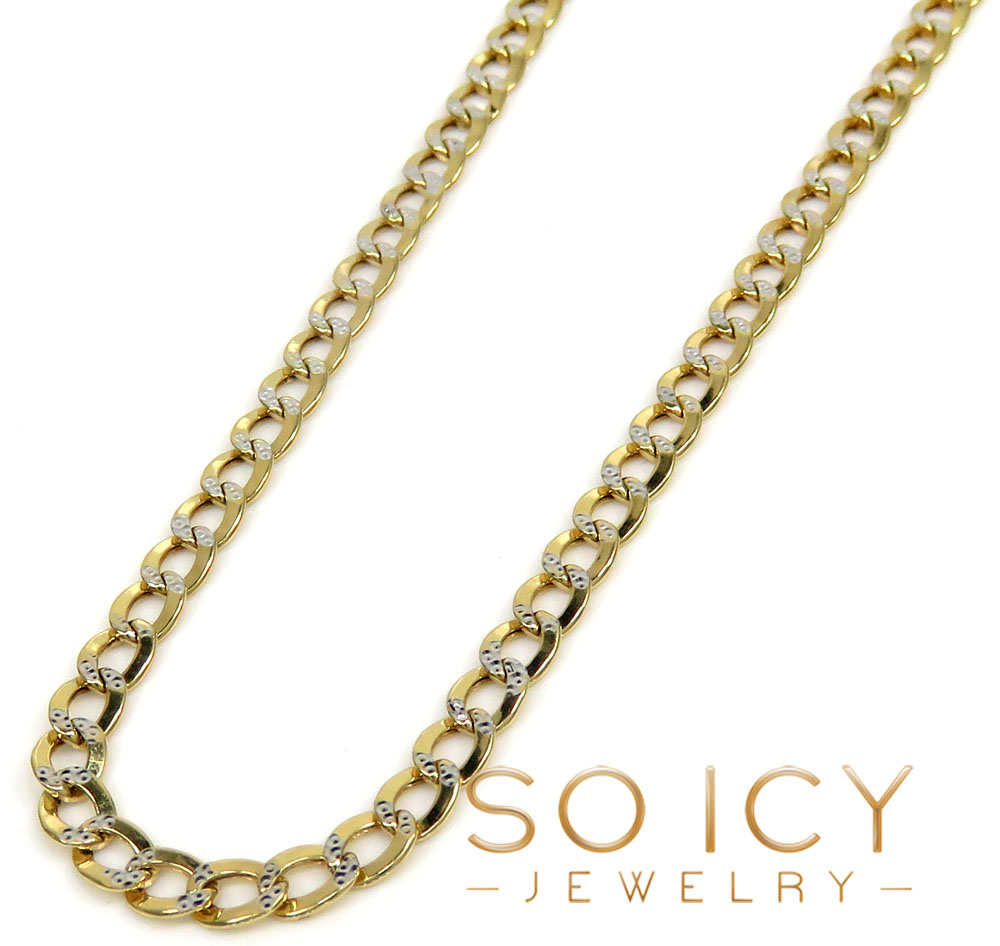 10k yellow gold diamond cut cuban chain 18-30 inch 3.6mm