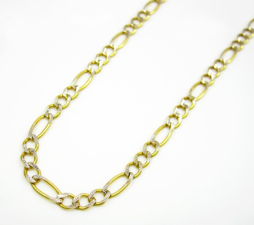 10k yellow gold diamond cut figaro chain 18-24 inch 2.7mm