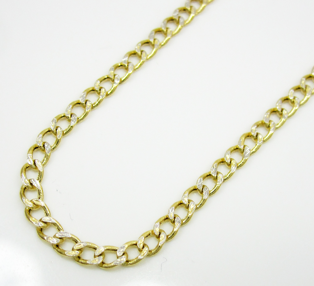 10k yellow gold diamond cut cuban chain 18-24 inch 2.5mm