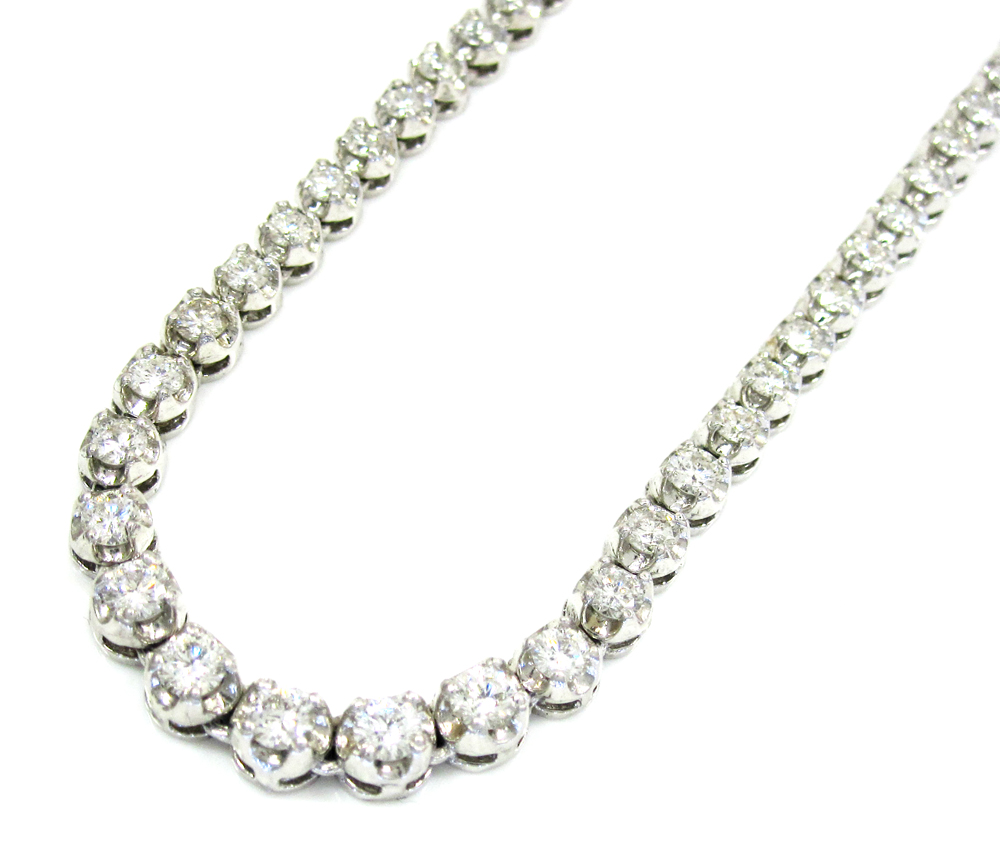 Ladies 18k white gold tennis diamond necklace 5.50ct