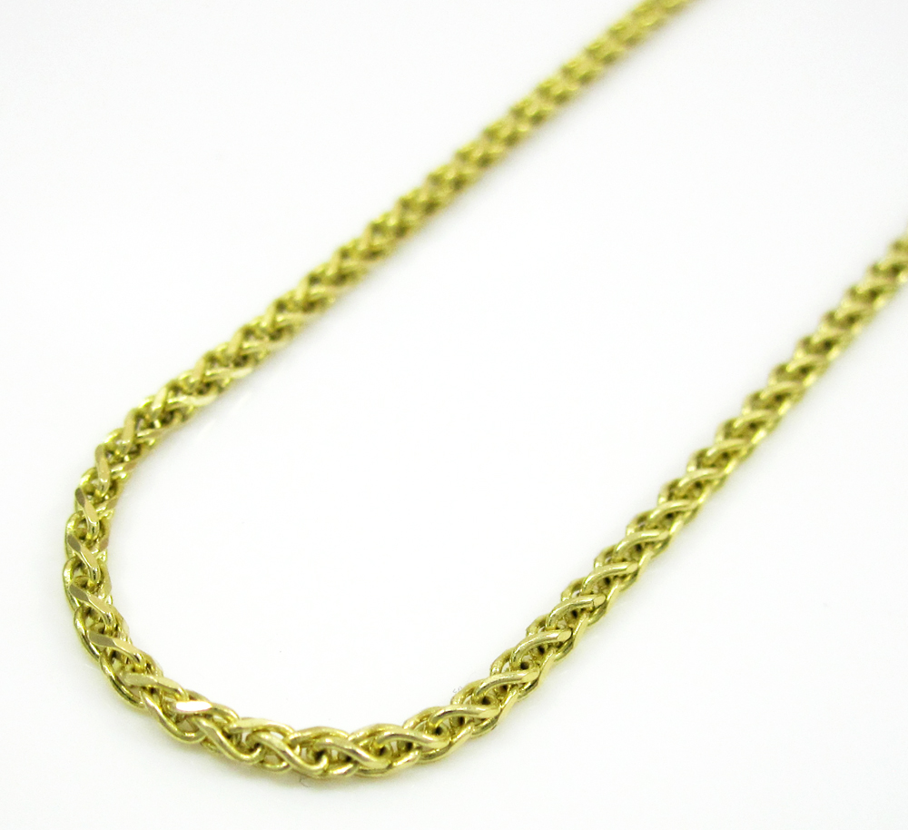 14 kt Yellow Gold 14k 2mm Semi-solid 3-Wire Wheat Chain Length 18 in 
