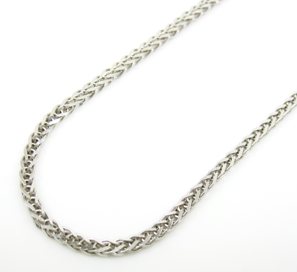 10K White Gold Wheat Chain Necklace 1mm 16"-24" 