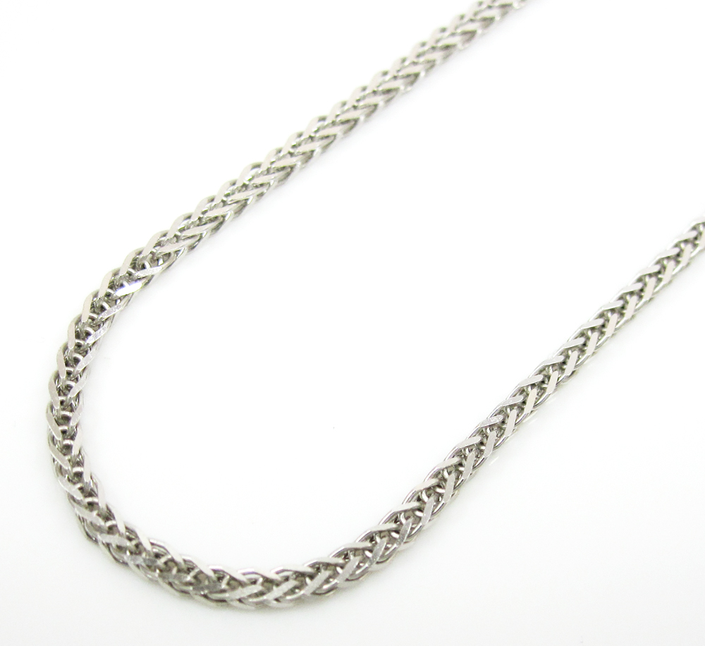 14k solid white gold solid wheat chain 16-20 inch 1mm