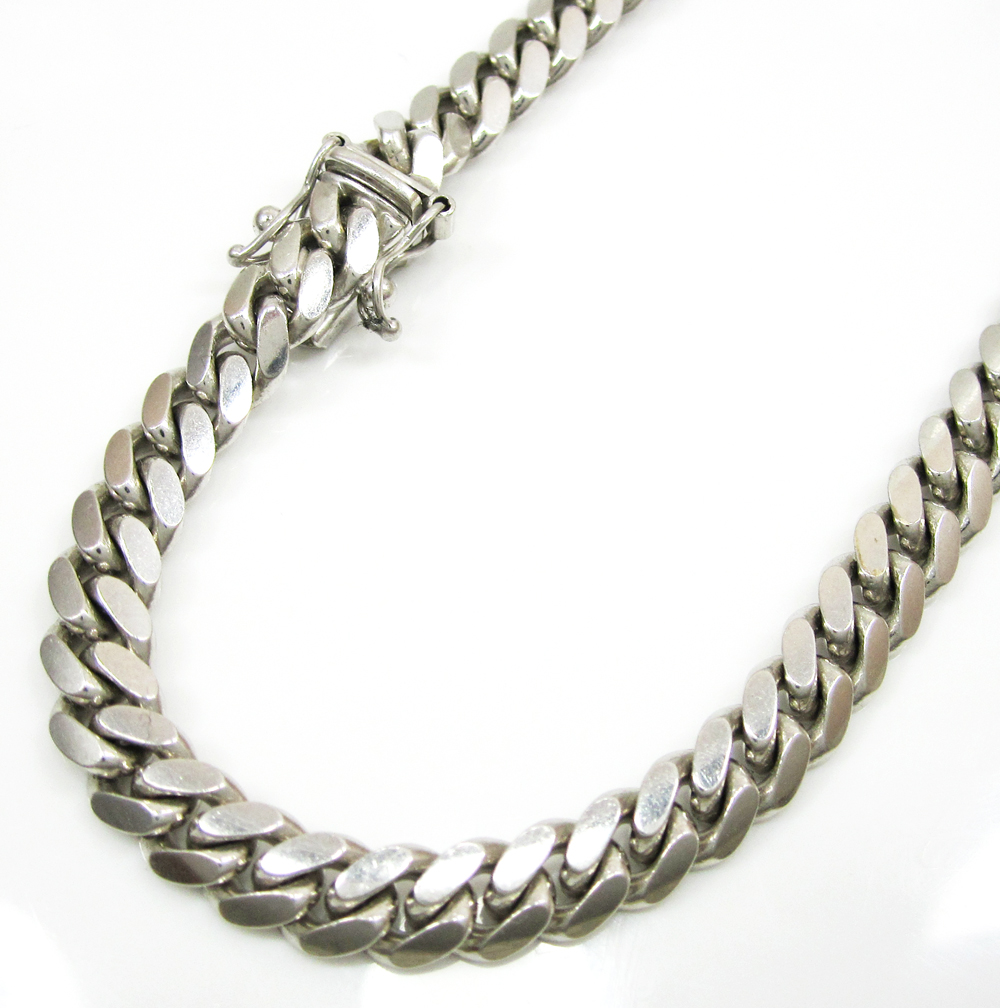 14k white gold solid miami bracelet 8.50