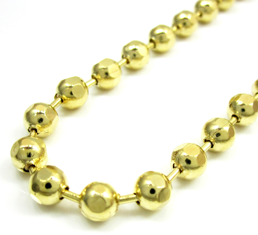 10k yellow gold hexagon cut ball chain 30-40 inch 5mm