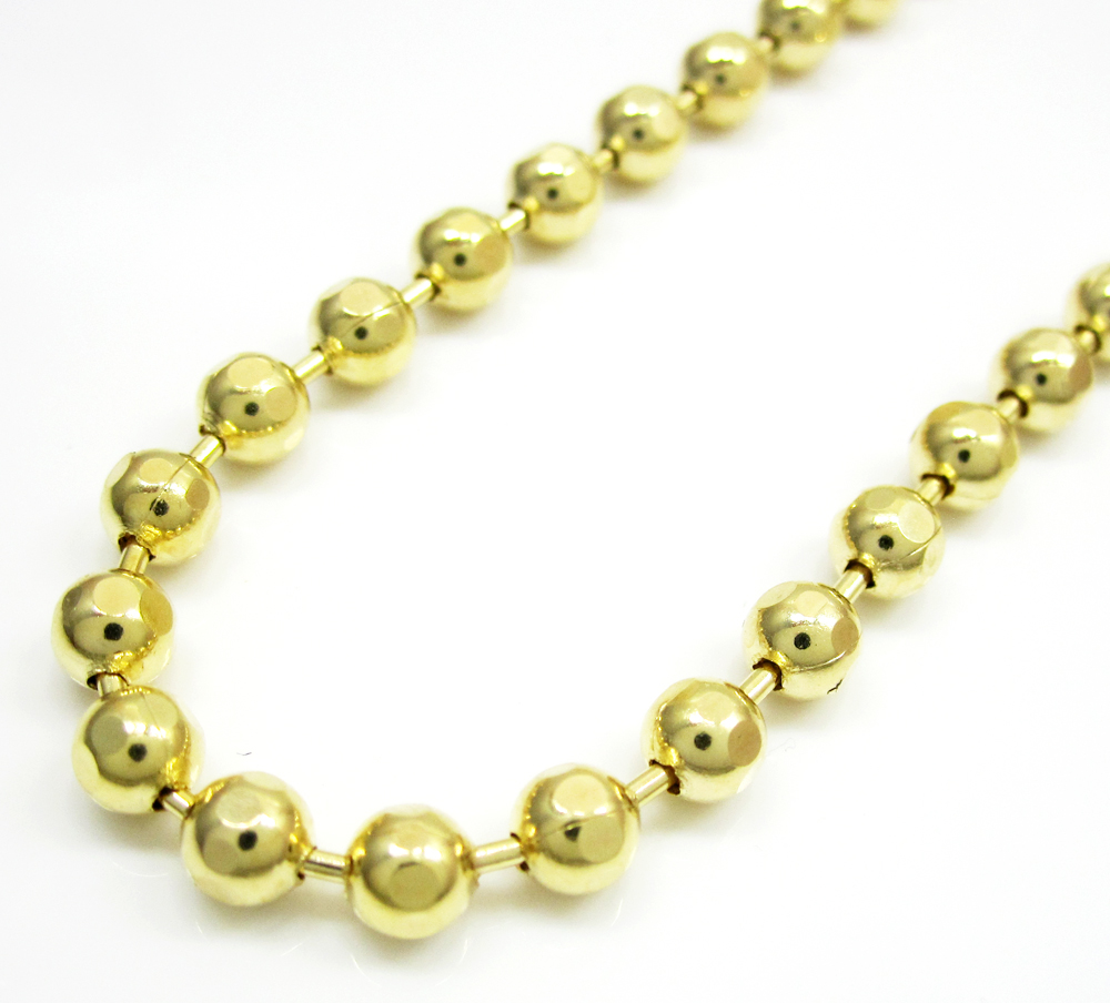 10k yellow gold hexagon cut ball chain 18-26