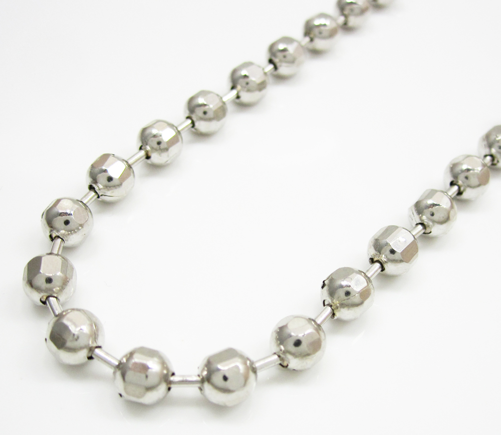 10k white gold hexagon cut ball chain 30-40 inch 5mm