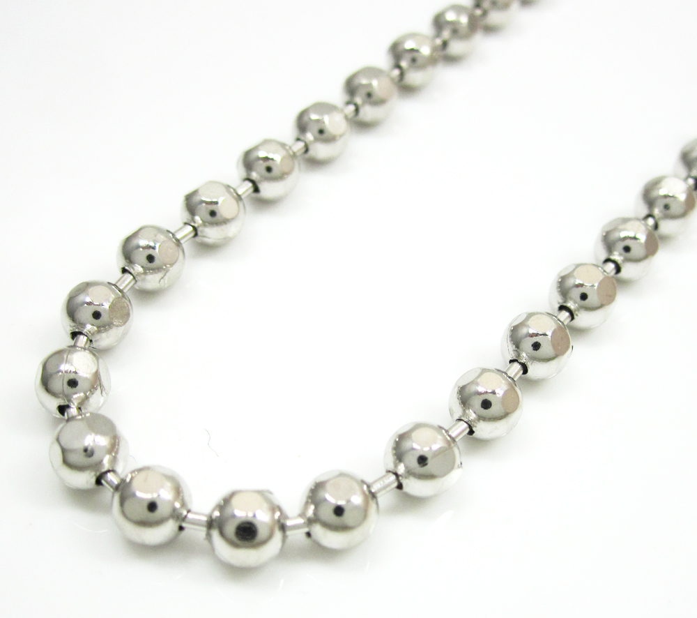 10k white gold hexagon cut ball chain 20-26 inch 3.8mm