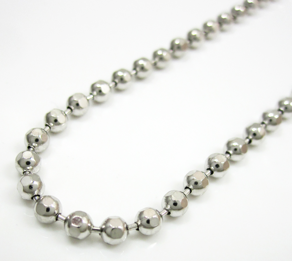 10k white gold hexagon cut ball chain 18-24