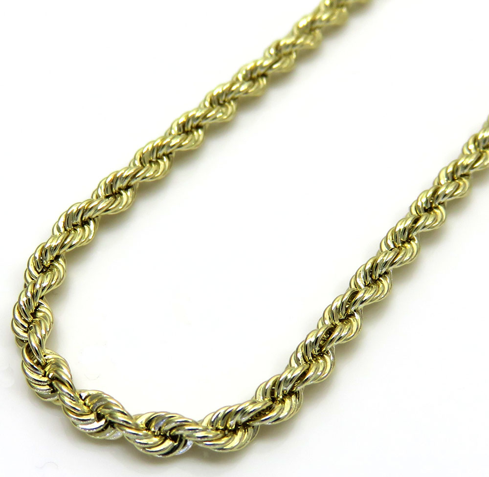 10k yellow gold smooth cut link rope chain 16-24 inch 2mm