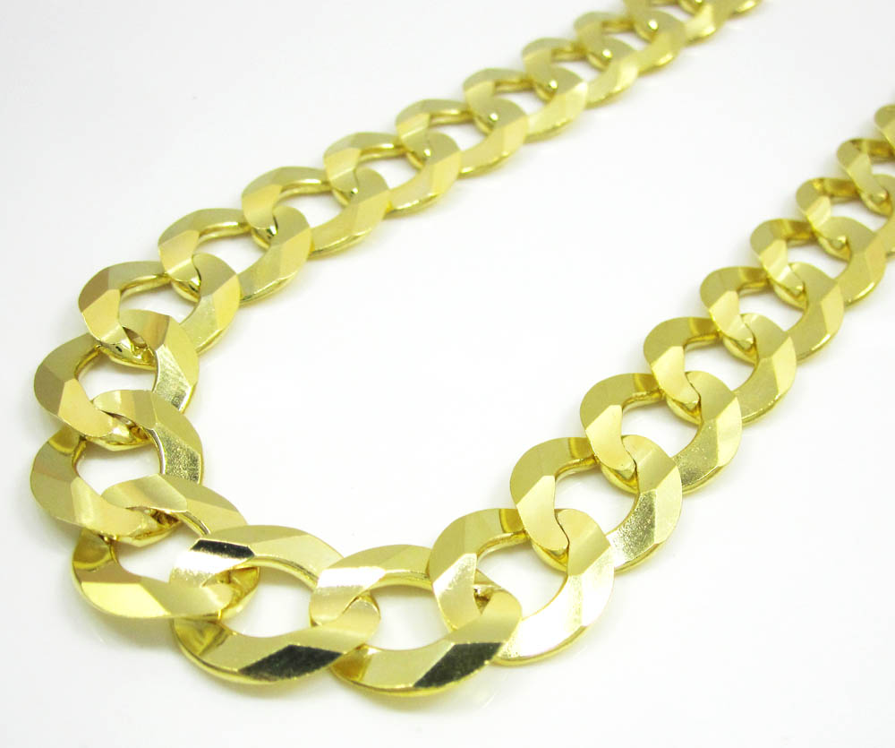 10k yellow gold thick cuban chain 26-36 inch 13mm