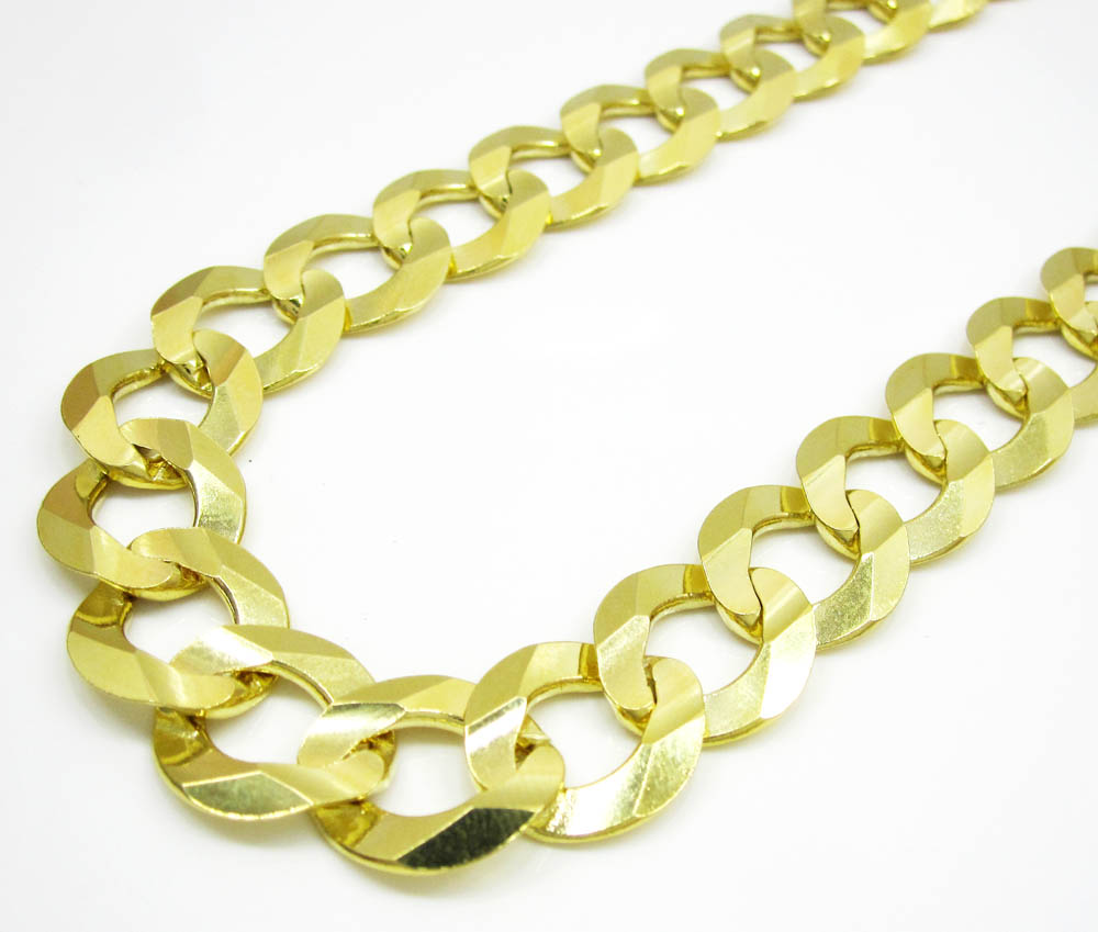 10k yellow gold thick cuban chain 22-30 inch 14mm