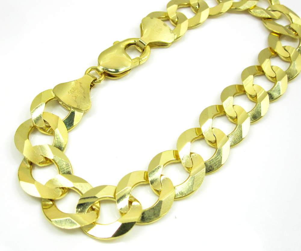 10k yellow gold thick cuban bracelet 9 inch 13mm