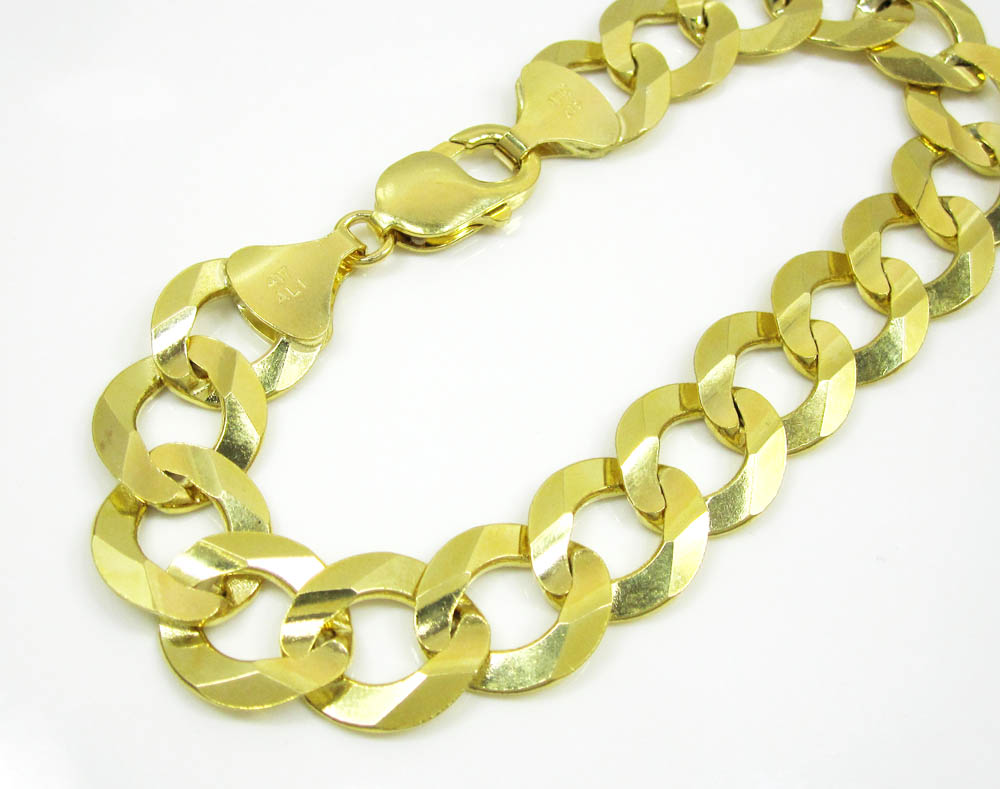 10k yellow gold thick cuban bracelet 9 inch 14.00mm