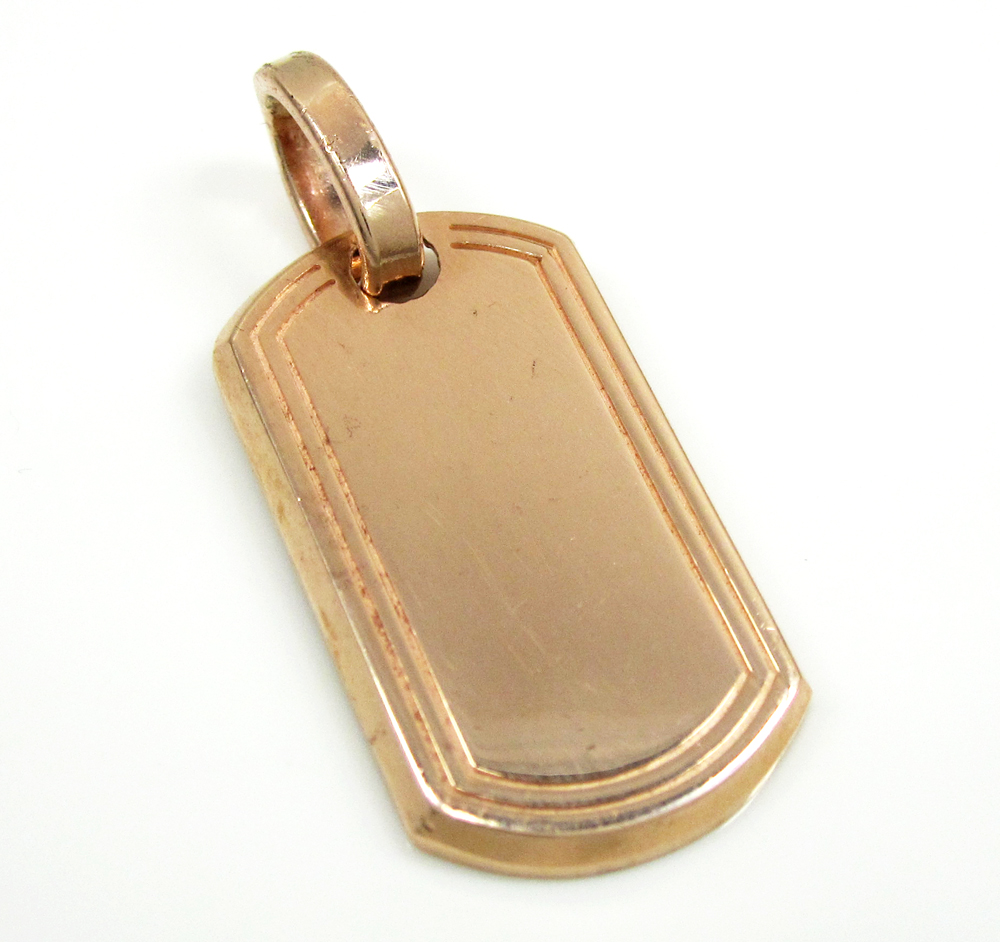 10k rose or yellow gold mini dog tag pendant