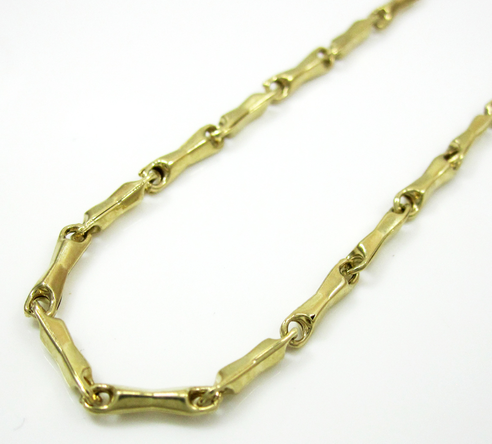 10K Yellow Gold Fancy Bullet Chain 20 Inch 2mm