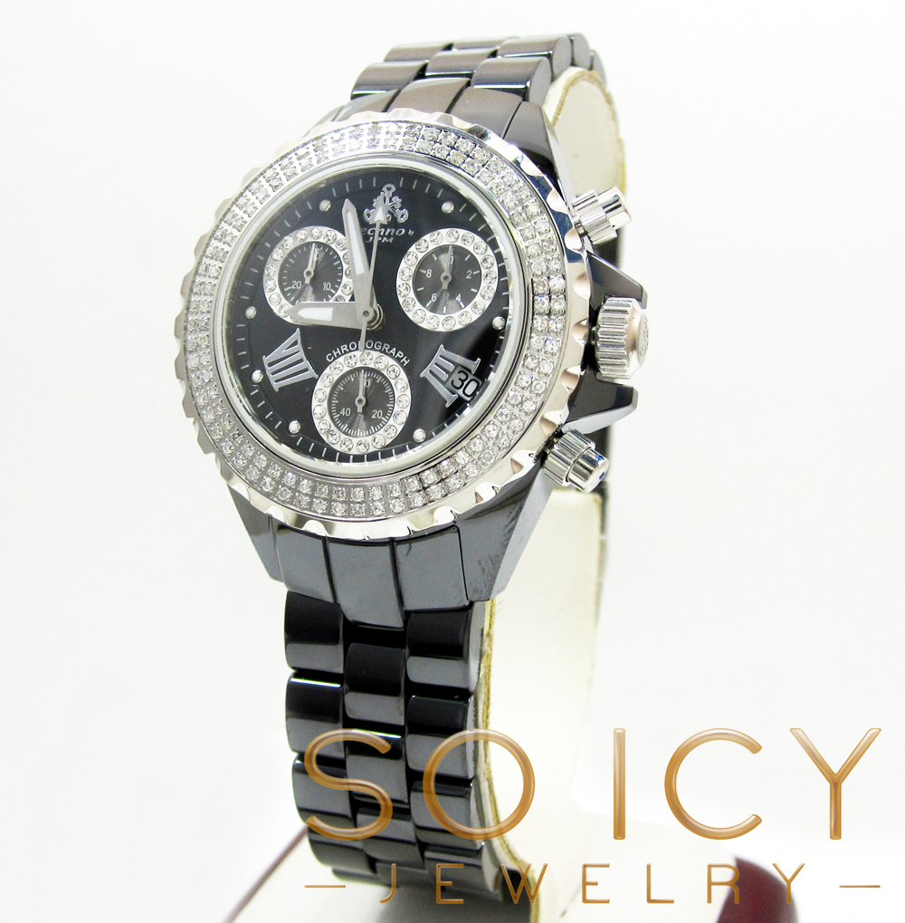 Ladies techno jpm black ceramic diamond watch 1.25ct