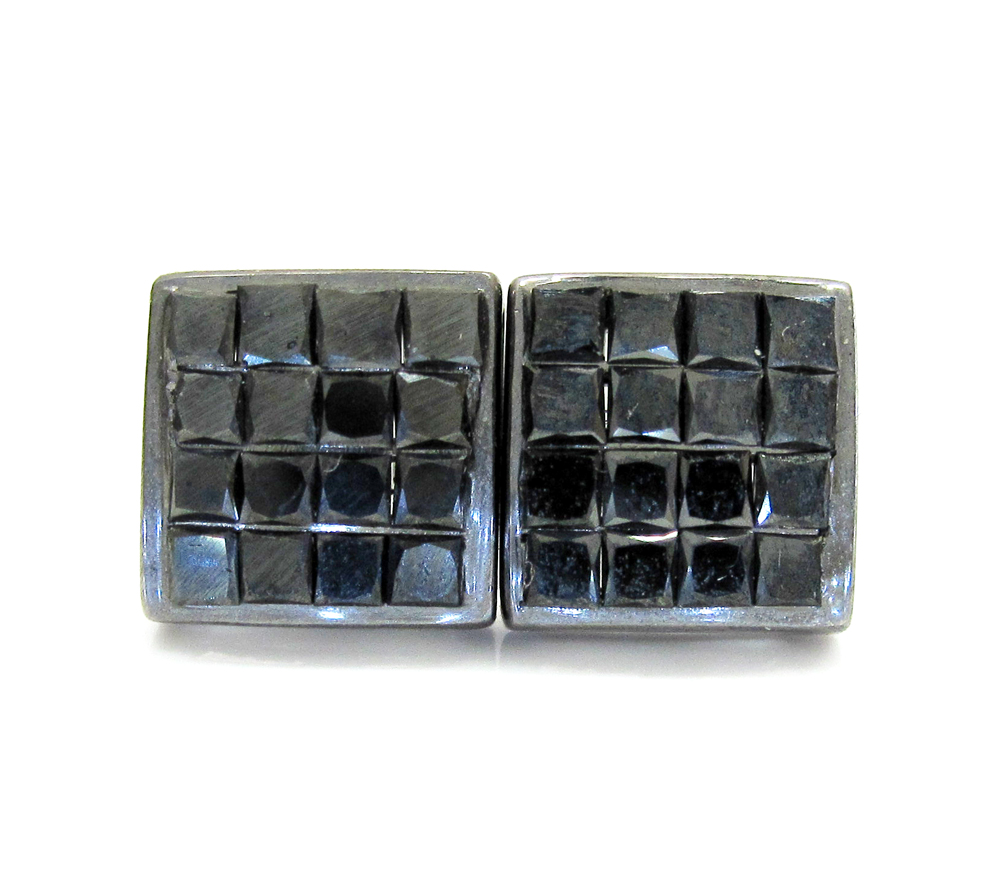 14k black gold black diamond cube earrings 1.40ct 