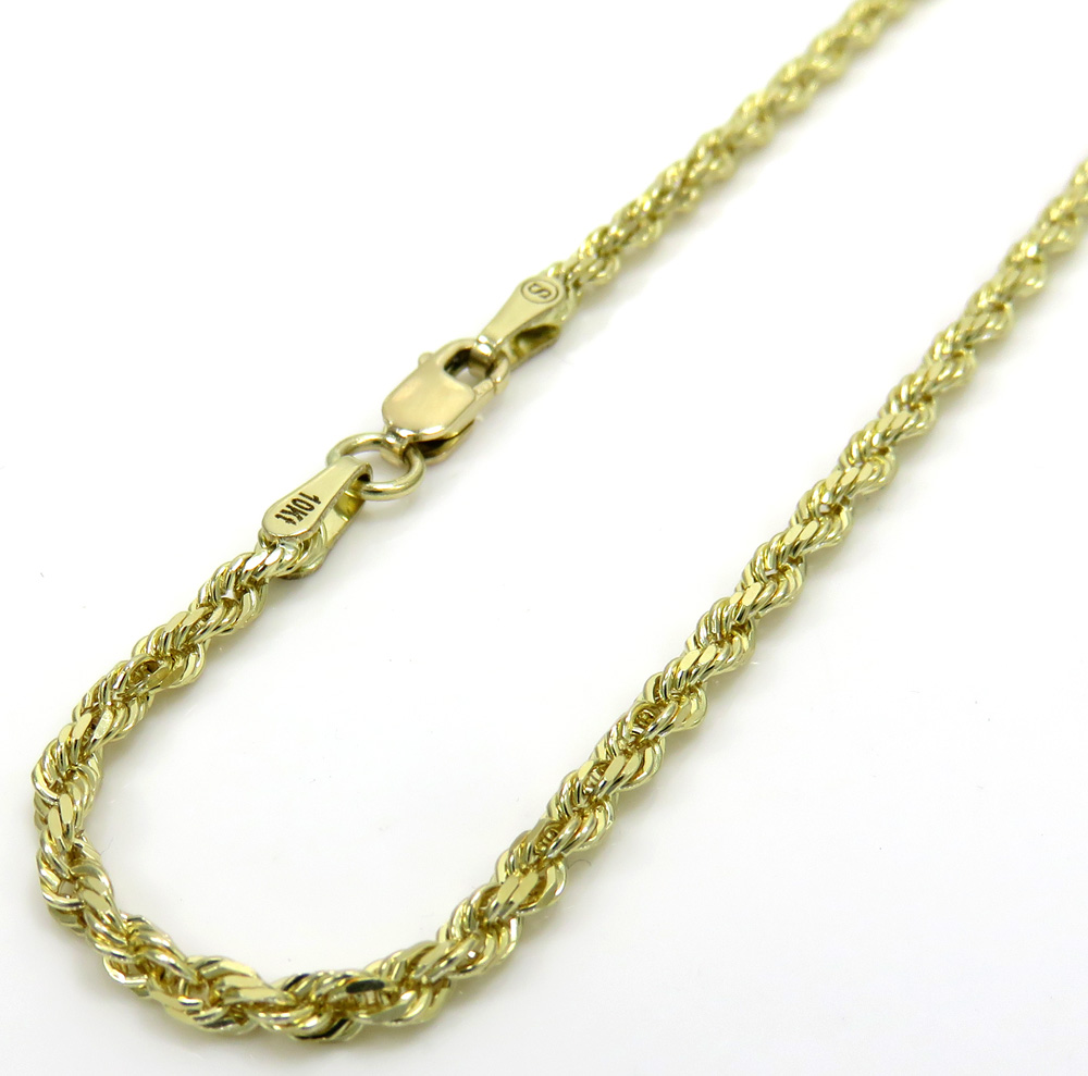 10k yellow gold solid rope unisex bracelet 8 inch 2mm