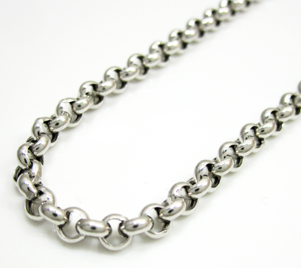 14k solid white gold circle rolo chain 20-30 inch 3.7mm