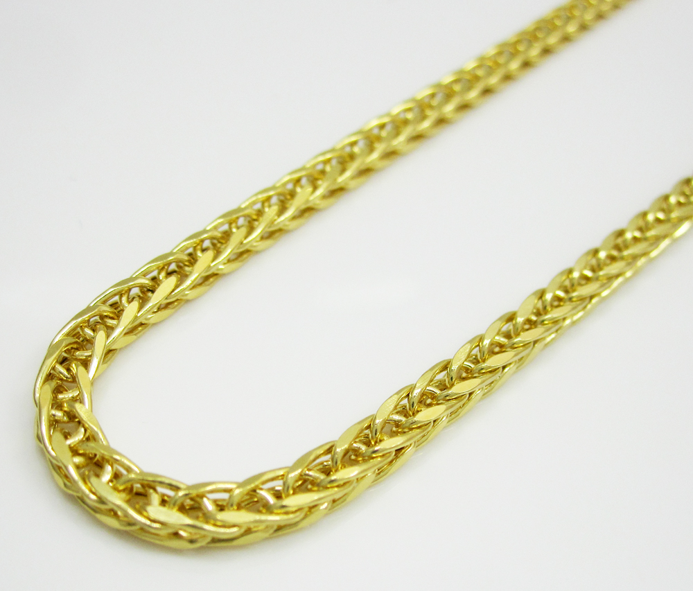 14k solid yellow gold wheat link chain 18 inch 2.5mm