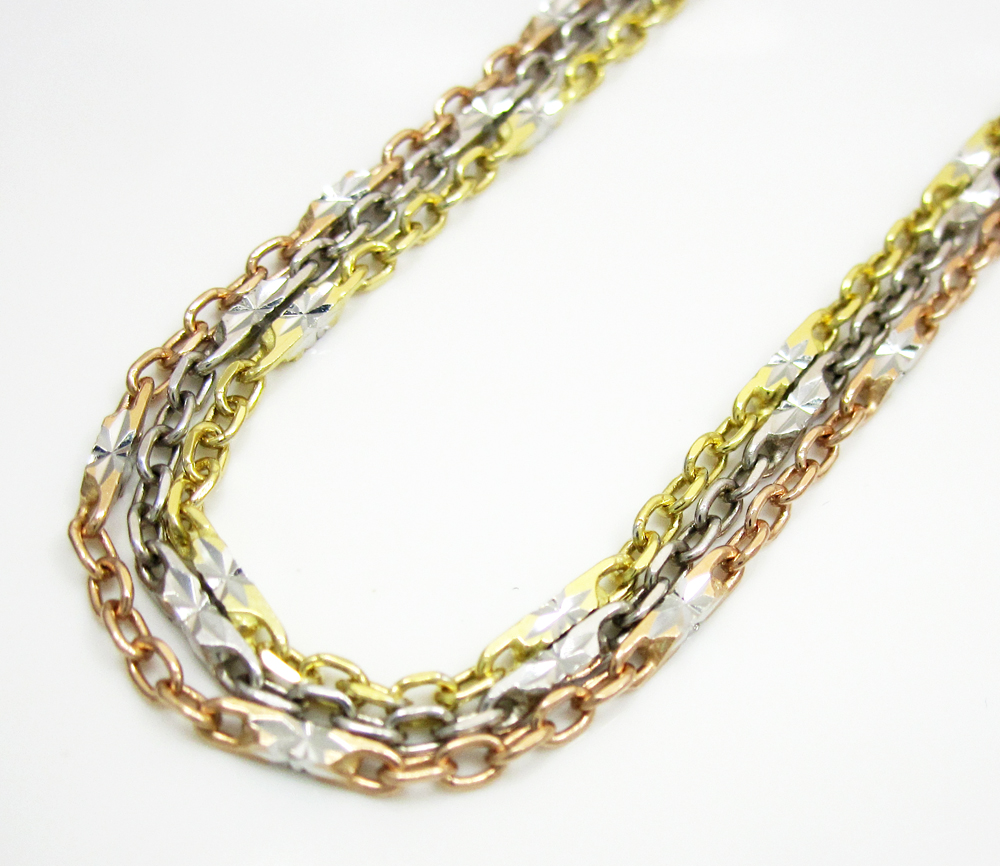 14k gold diamond cut circle link chain 16-24 inch 2mm