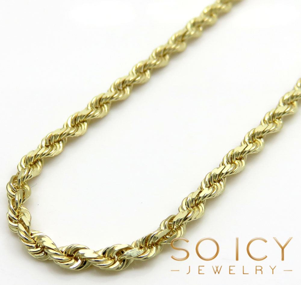 10k yellow gold solid rope chain 16-26 inch 2.30mm