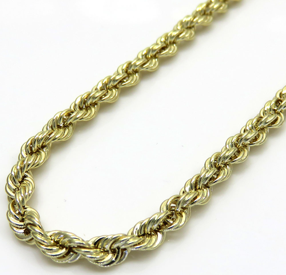 10k yellow gold hollow rope chain 18-30 inch 3mm