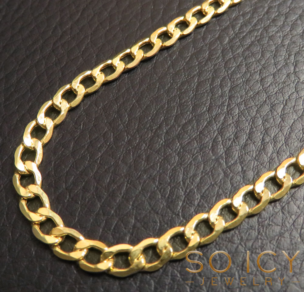 10k yellow gold hollow cuban chain 18-26 inch 4.50mm