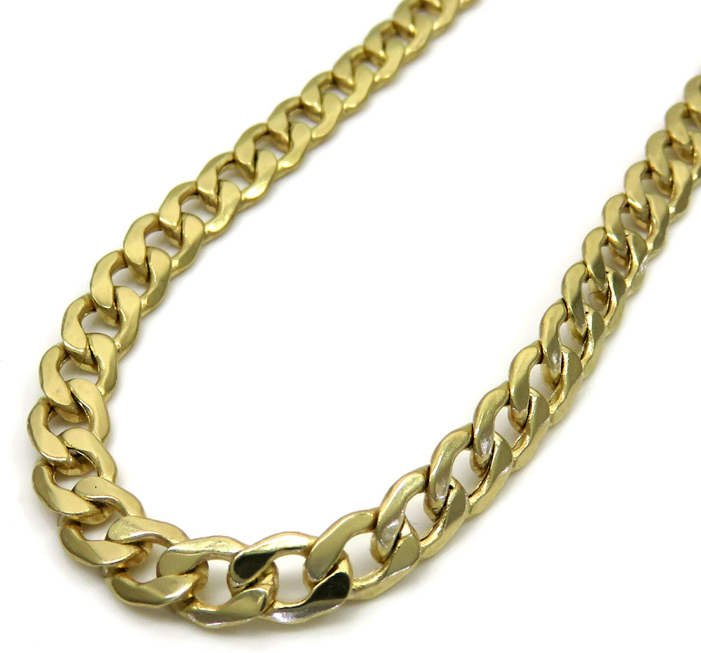 10k yellow gold hollow cuban chain 18-26 inch 5.20mm