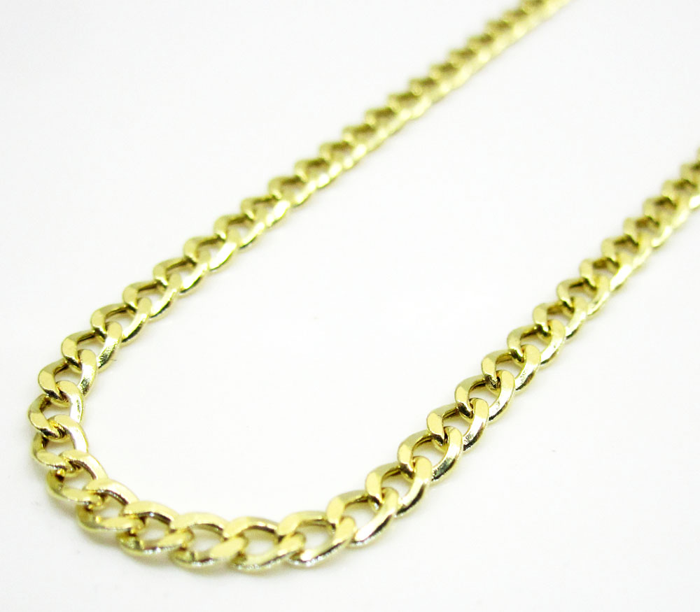 10k yellow gold hollow cuban chain 18-24 inch 2.50mm