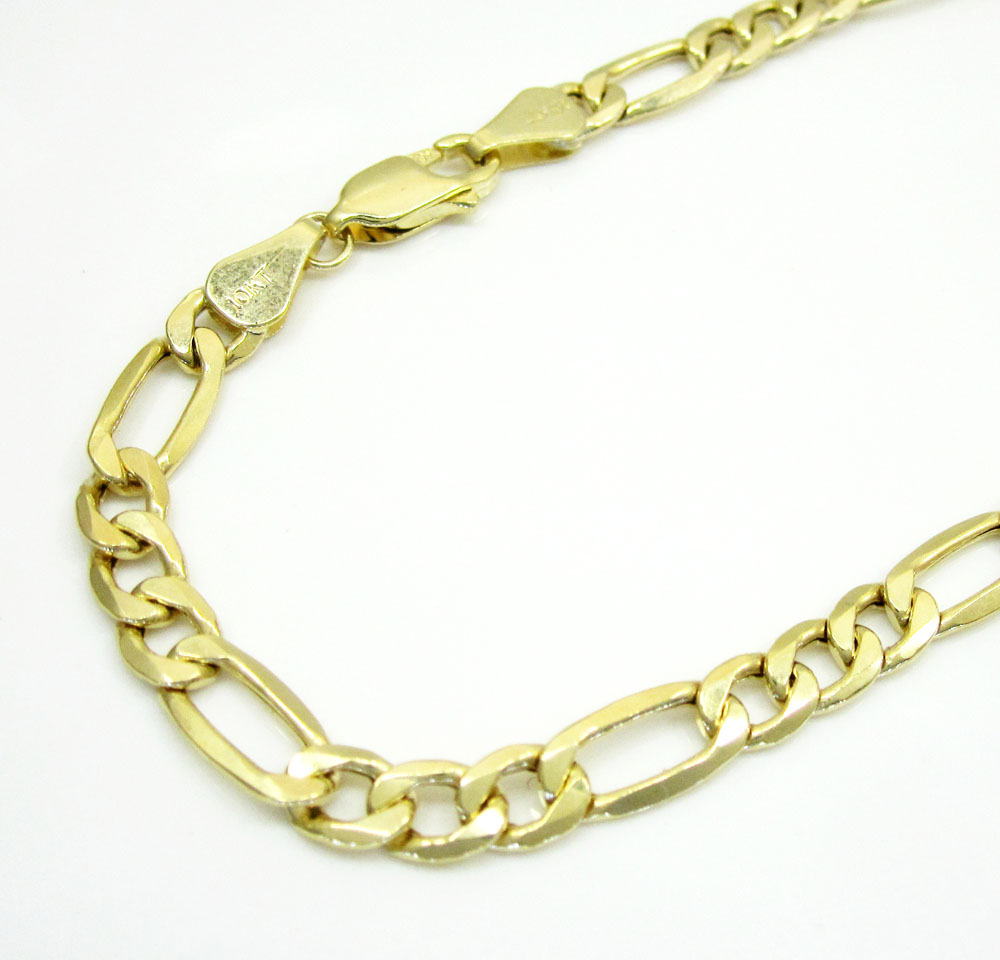 10k yellow gold figaro bracelet 8 inch 5.2mm