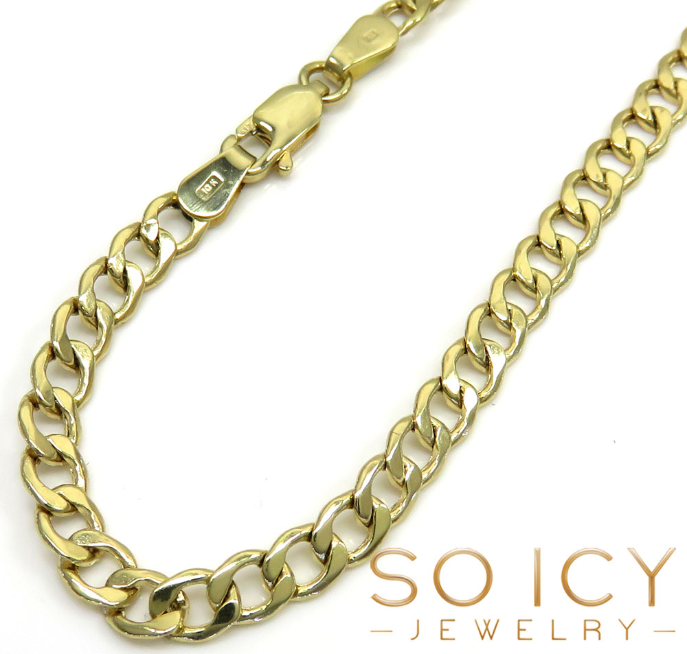 10k yellow gold cuban bracelet 8 inch 4.3mm 