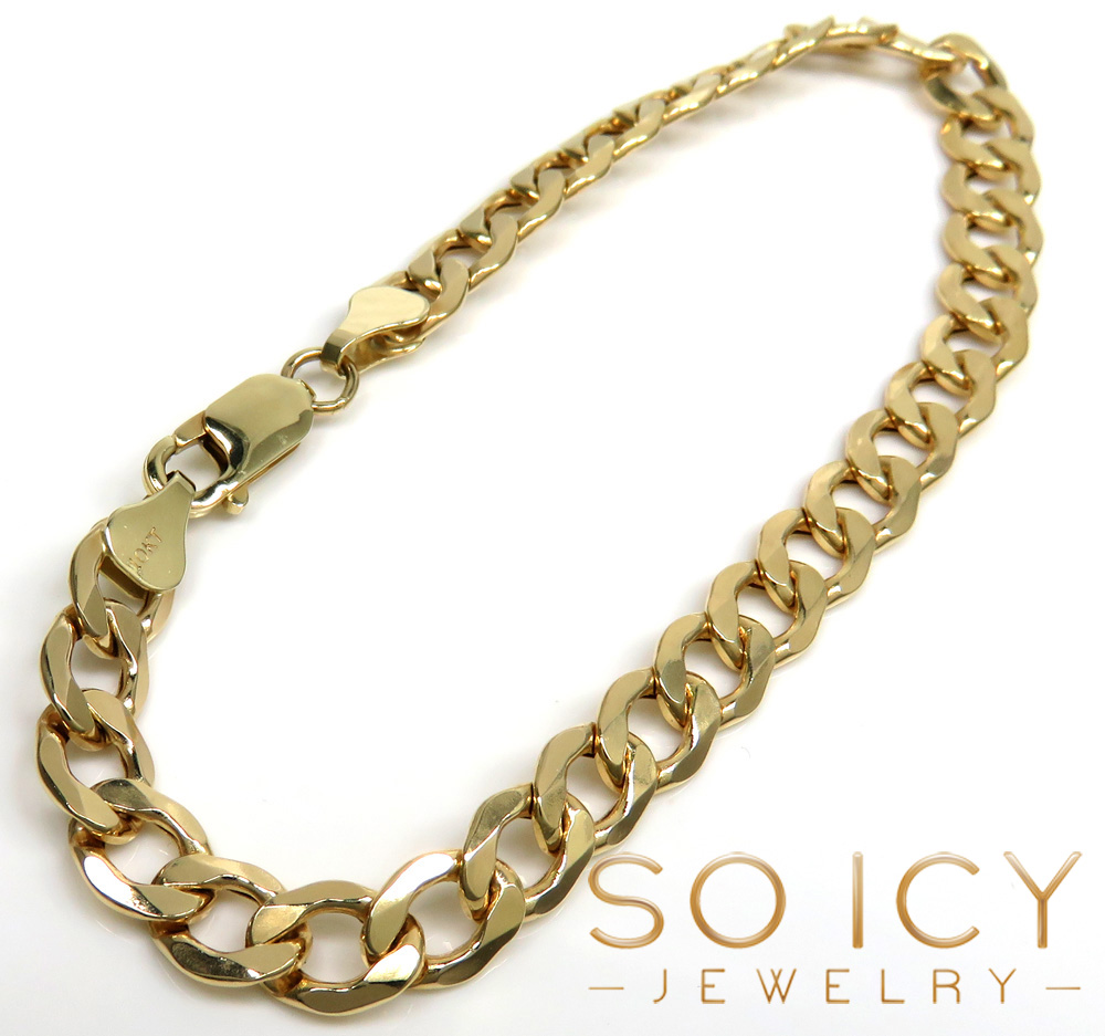 10k yellow gold thick cuban bracelet 8.50 inch 6.8mm 
