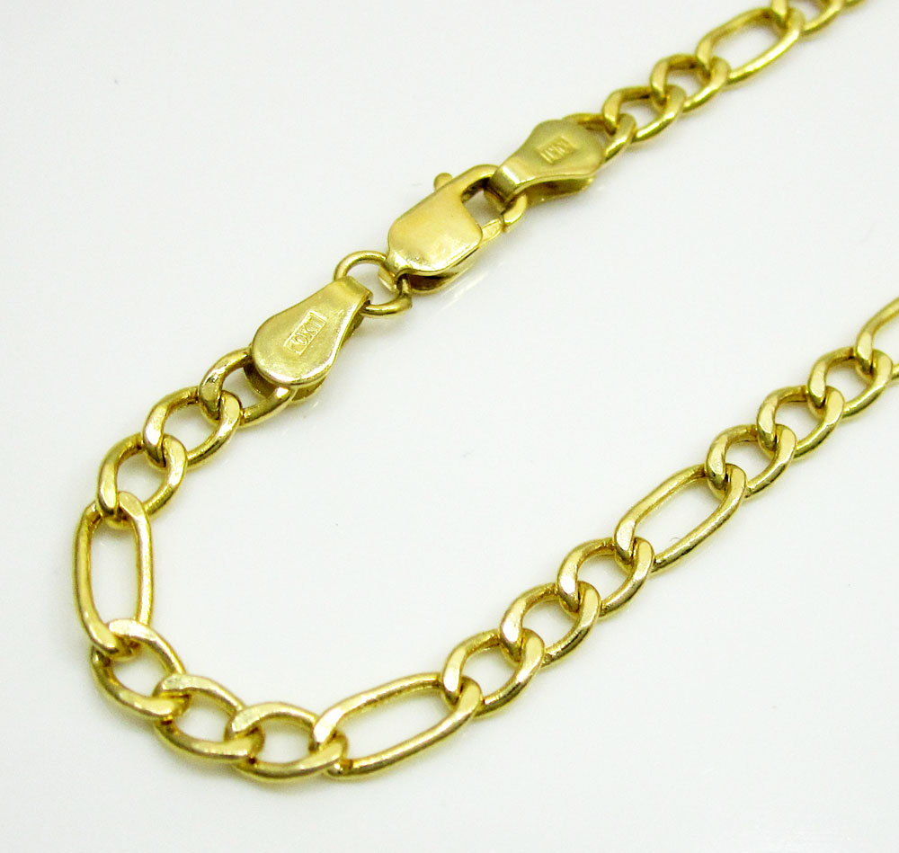 10k Yellow Gold Figaro Bracelet 7 Inch 3 3mm