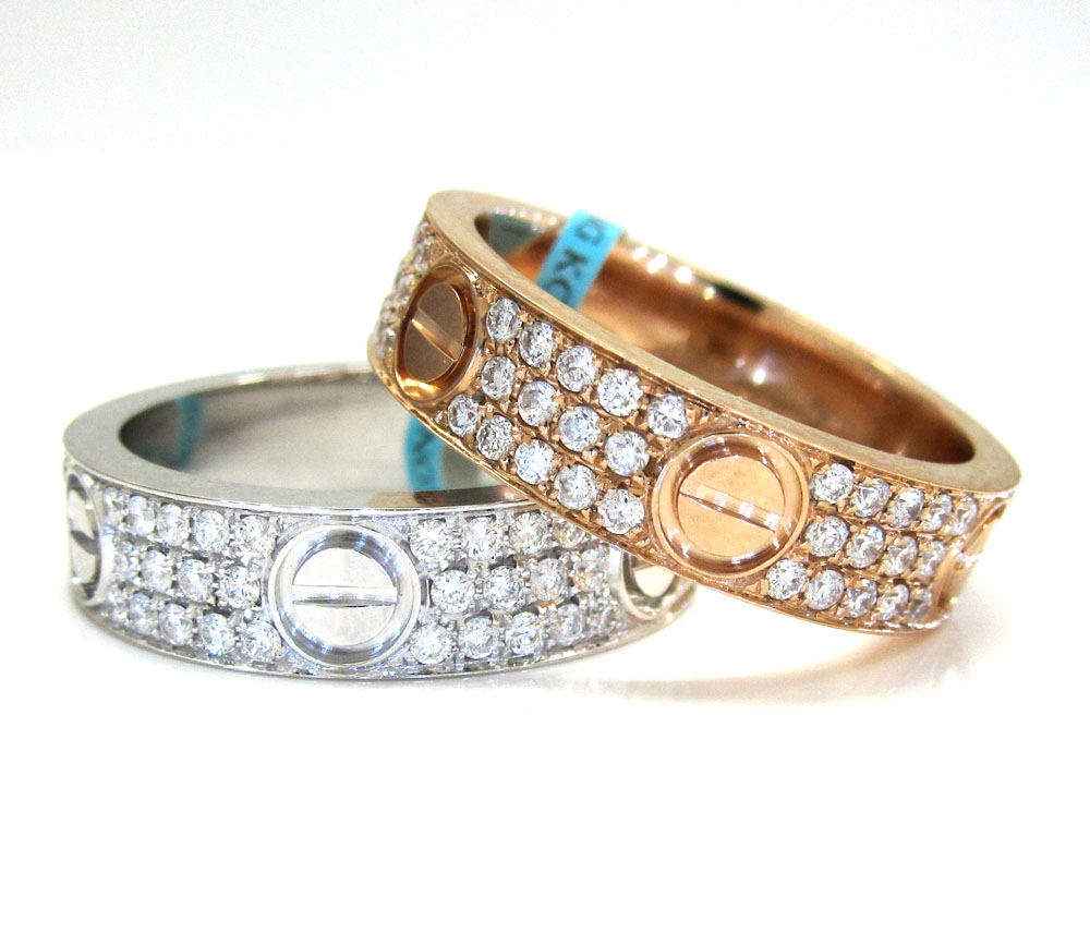 18k gold diamond unisex screw band ring 1.10ct